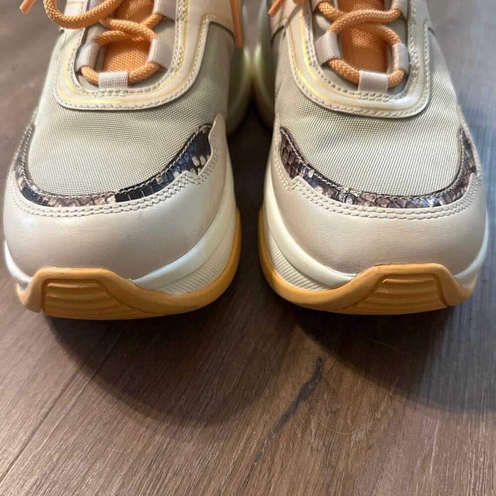 Michael Kors Olympia Canvas Snake Embossed Leather Trainer Sneaker Size 8.5 Shoe - Picture 3 of 12